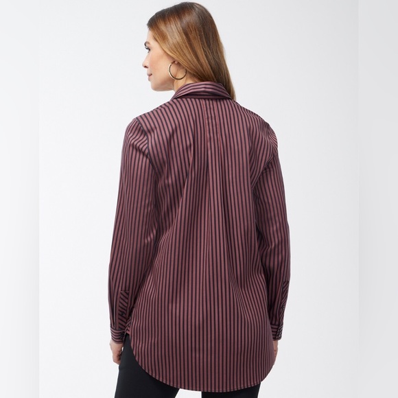 Chico’s No Iron Stretch Sable Imperial Stripe Tunic - Picture 4 of 13